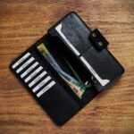 Goyal Leather Bifold DuoCrest Vertical Long Wallet Black